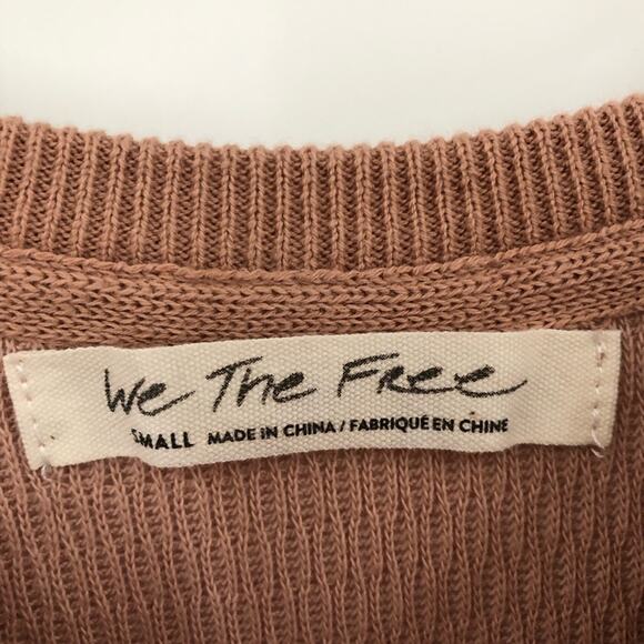 Free People S Rainbow Dreams Batwing Sleeve Knit Sweater mauve red woven 0552 - Picture 7 of 12